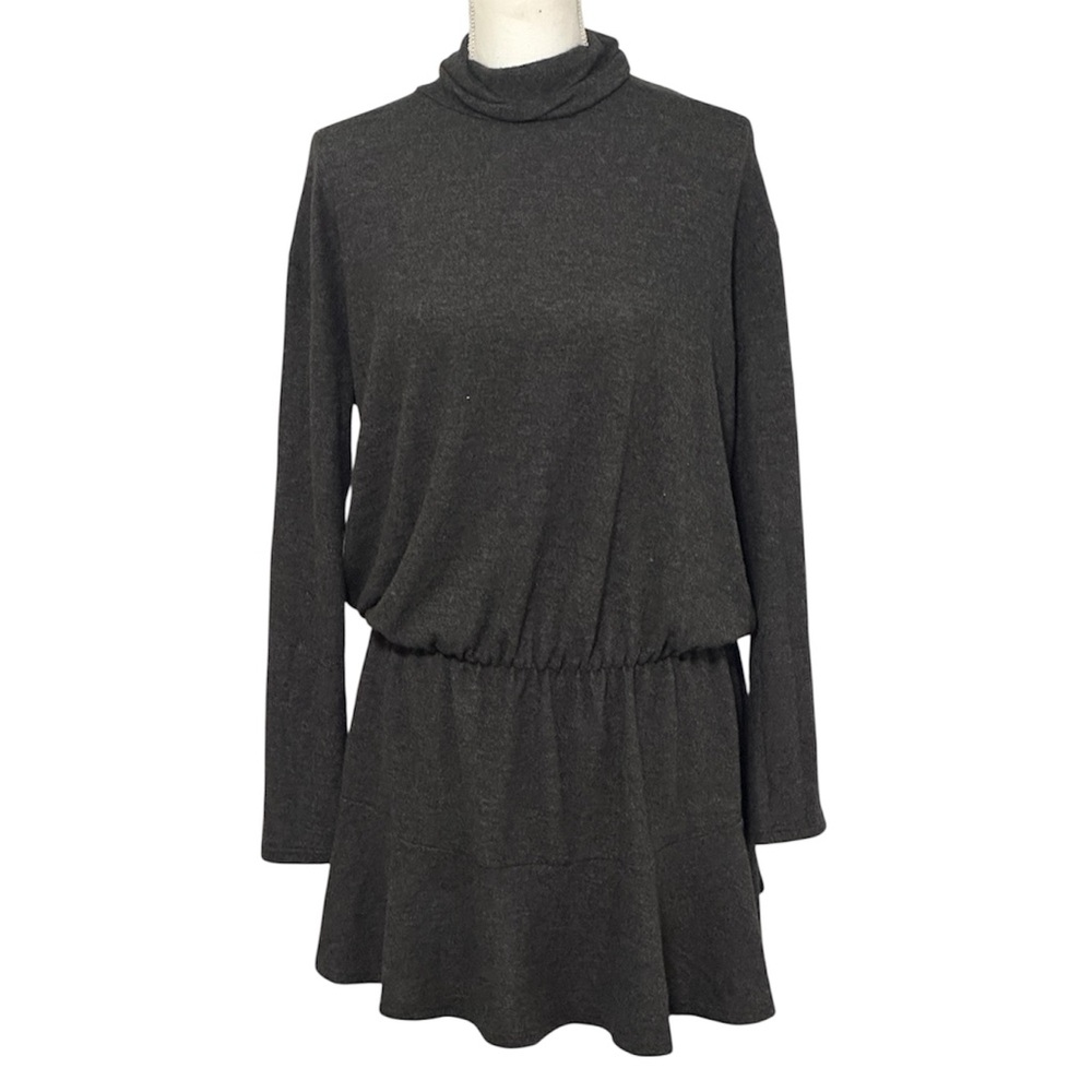 Boutique Charcoal Gray Turtleneck Longsleeve Mini Dress NWOT